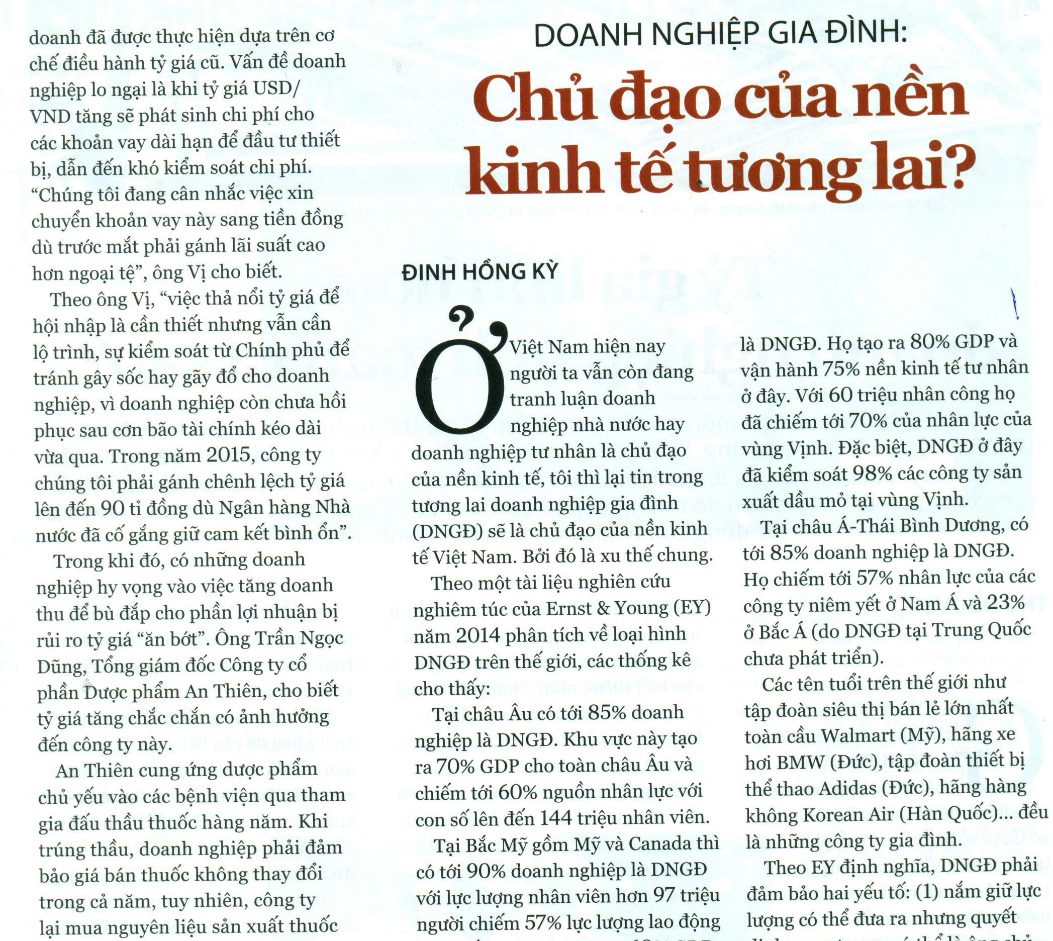 DOANH NGHIỆP GIA ĐÌNH: CHỦ ĐẠO CỦA NỀN KINH TẾ TƯƠNG LAI? (THỜI BÁO KINH TẾ SÀI GÒN)